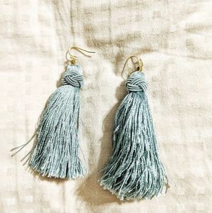 Blue Tassel Statement Earrings